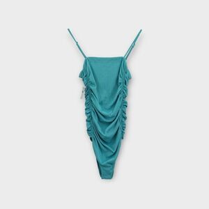 Free People On Your Side Bodysuit Size XS Teal Blue Adjustable Straps NWOT